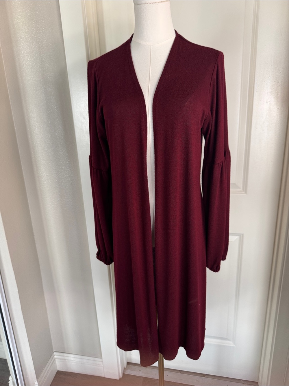 Knox Rose Burgundy Open-Front Knit Cardigan